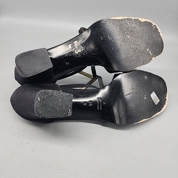 yves saint laurent Leather women's 9.5 black block heel strappy shoe open toe - Picture 6 of 8